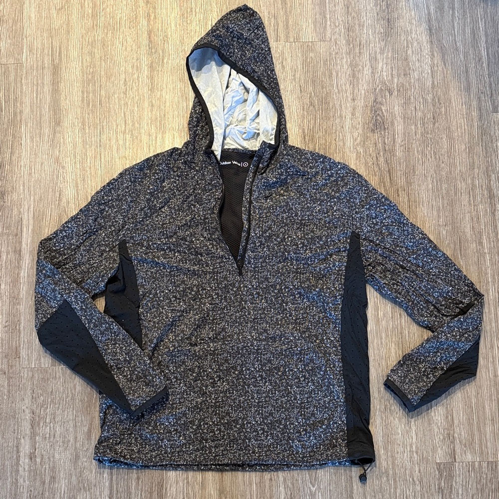 Outdoor Voices Charcoal and Black Zip-Up windbreaker hoodie